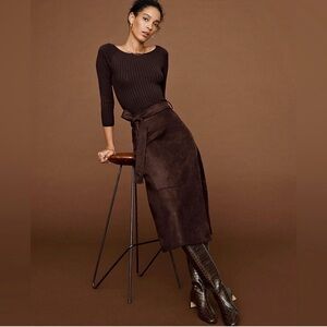 Ann Taylor Faux Suede Brown Skirt